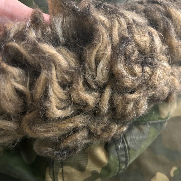 Vintage GAP Camo Anorak Jacket Womens Sz M Grunge Punk Stained Military Faux Fur - Picture 15 of 16